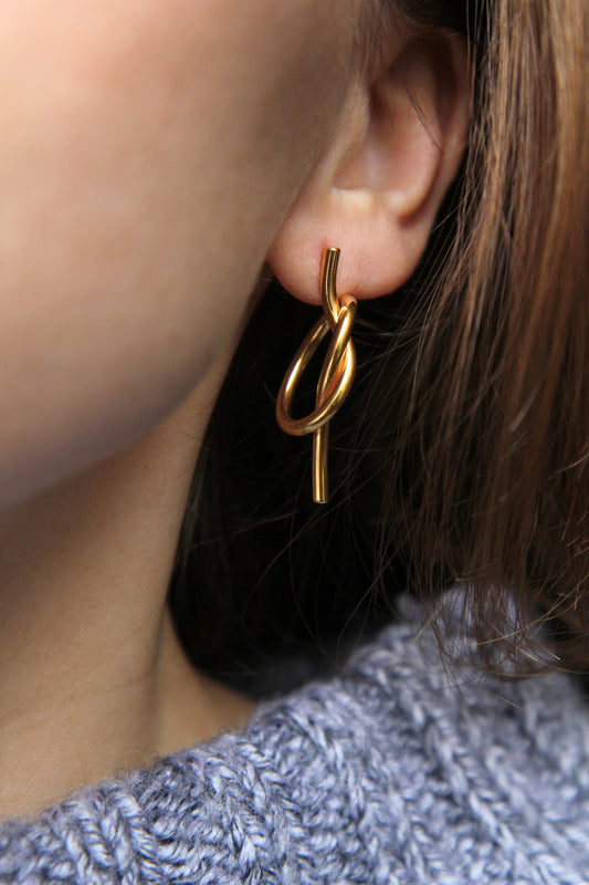 Gold-plated Silver Knot Earrings - large