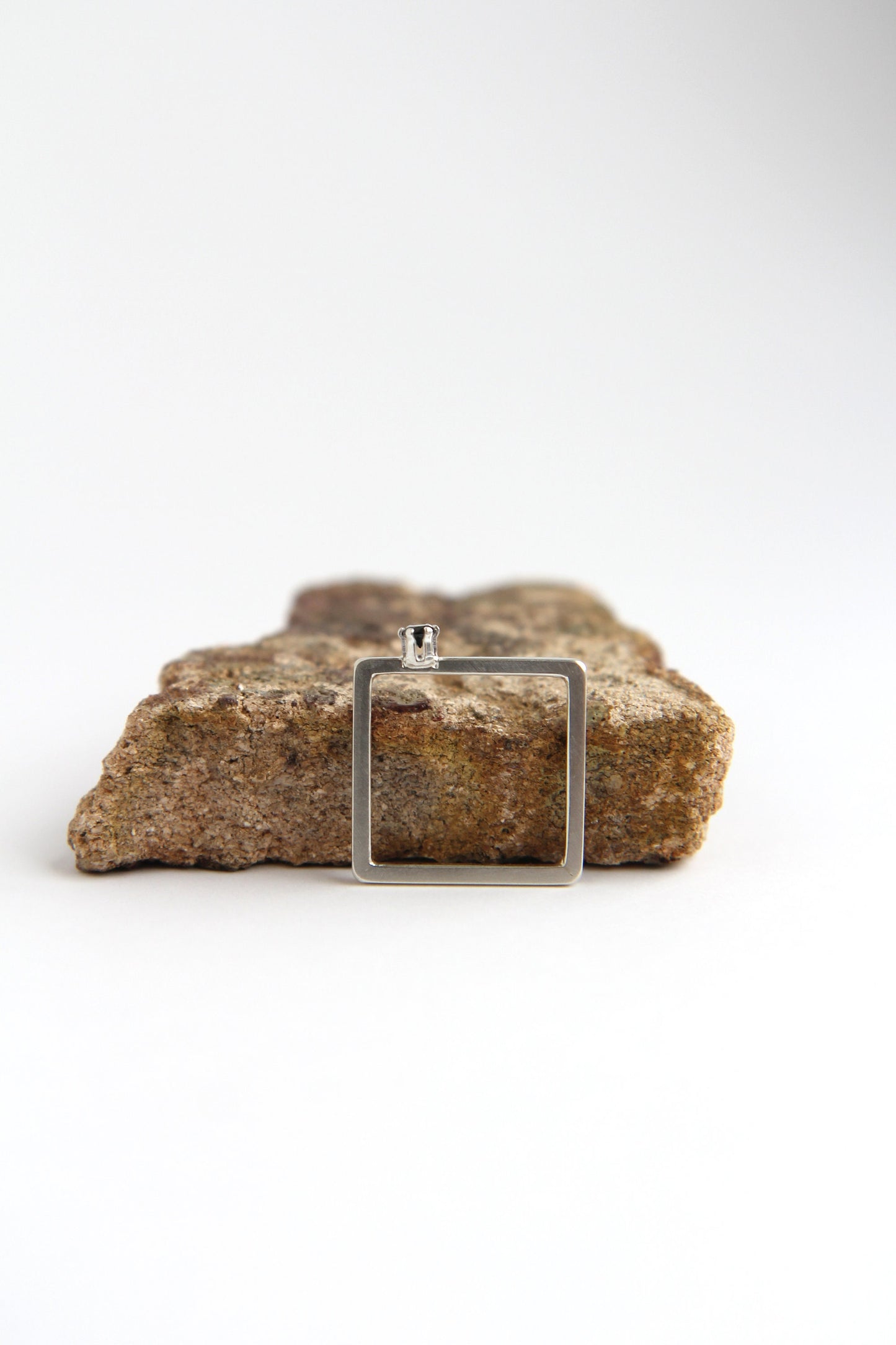 Fine Silver Square Ring with Zircon