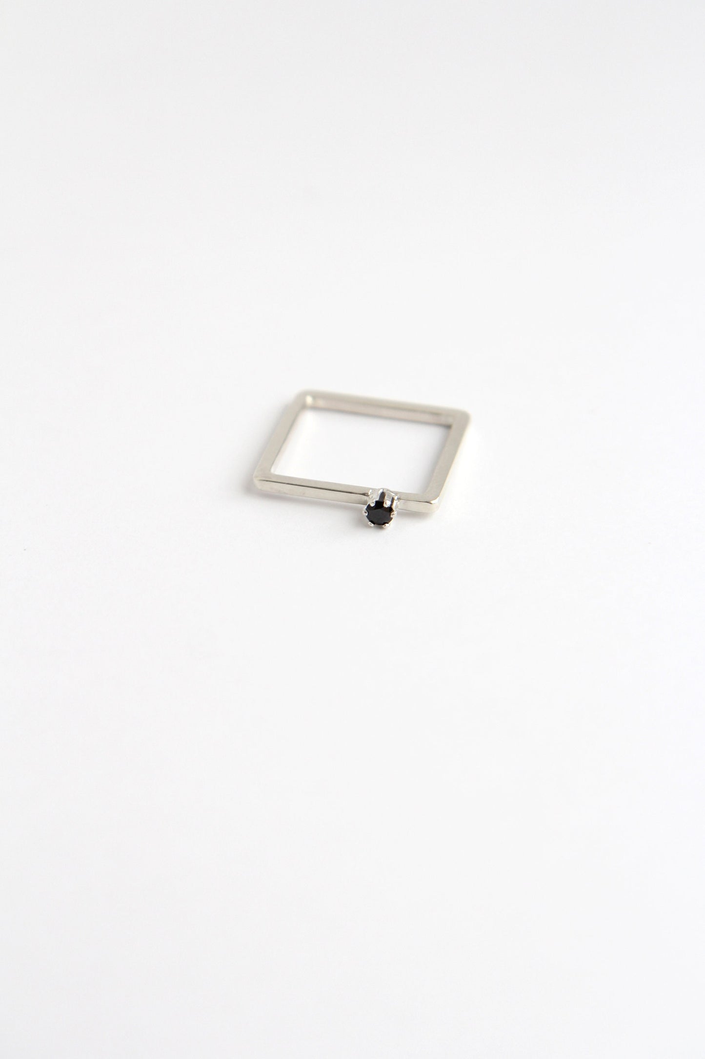 Fine Silver Square Ring with Zircon
