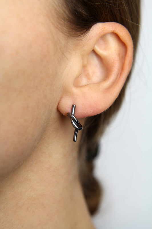 Black Silver Knot Earrings - small