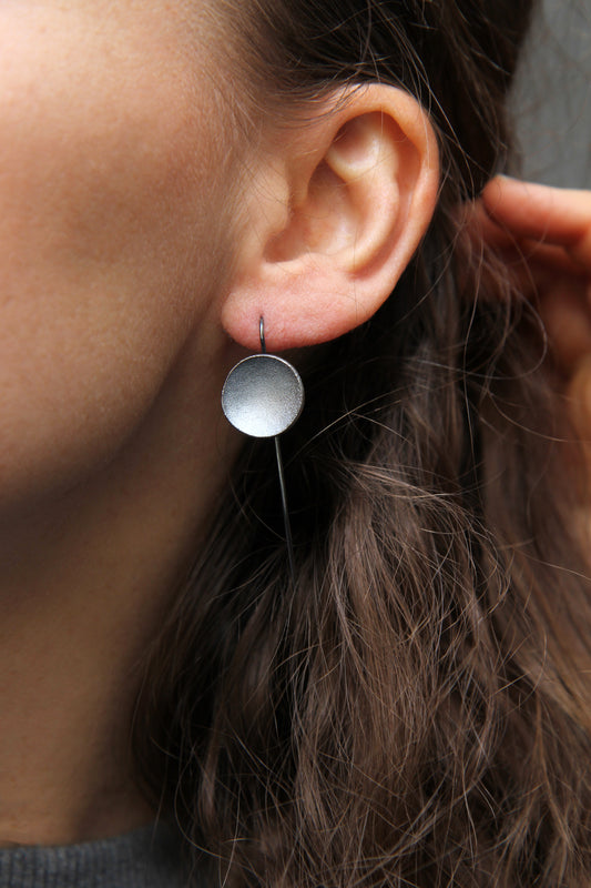 NEW! ✨ Full Moon Dark Silver Hook Earrings