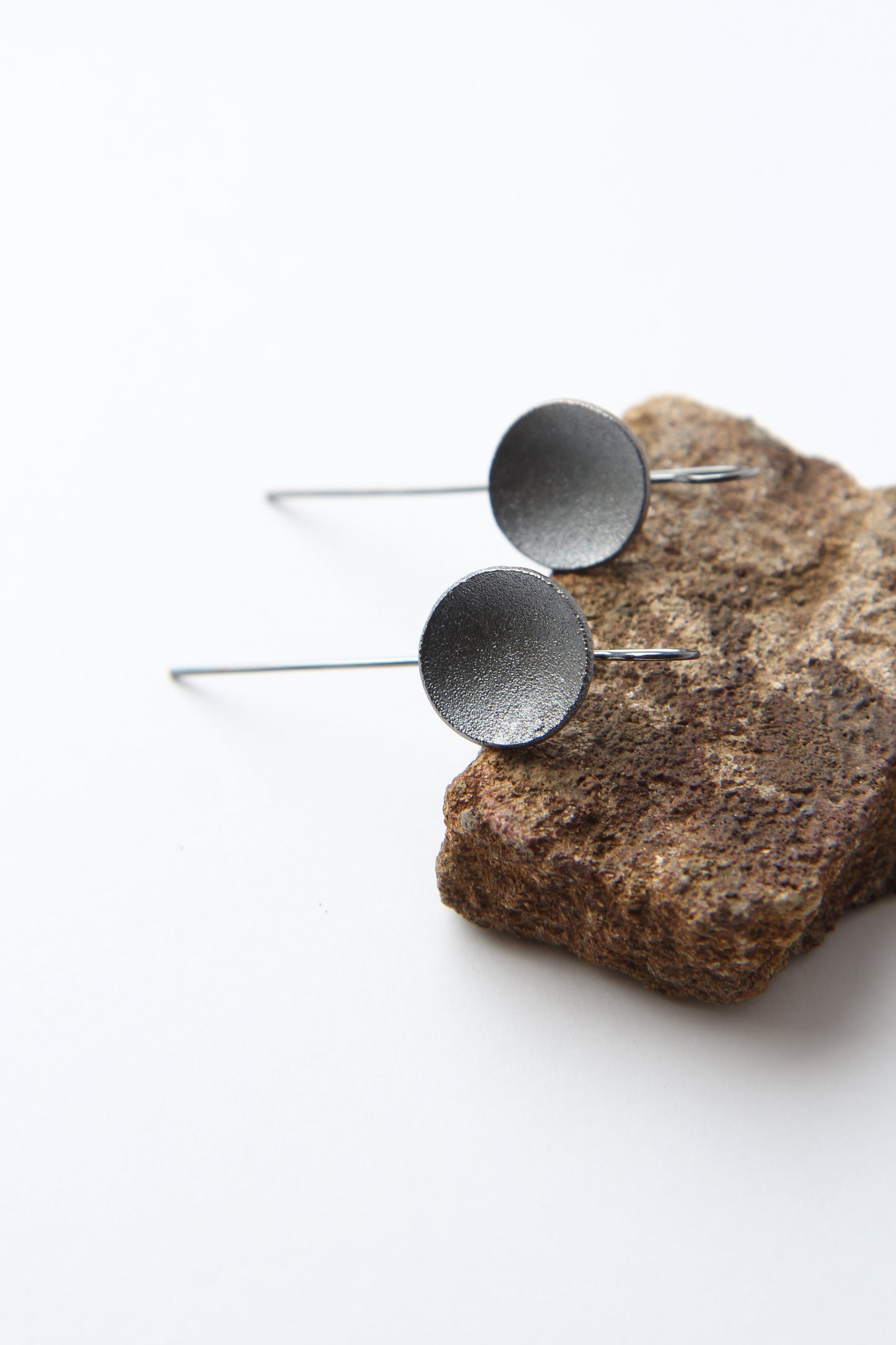 NEW! ✨ Full Moon Dark Silver Hook Earrings