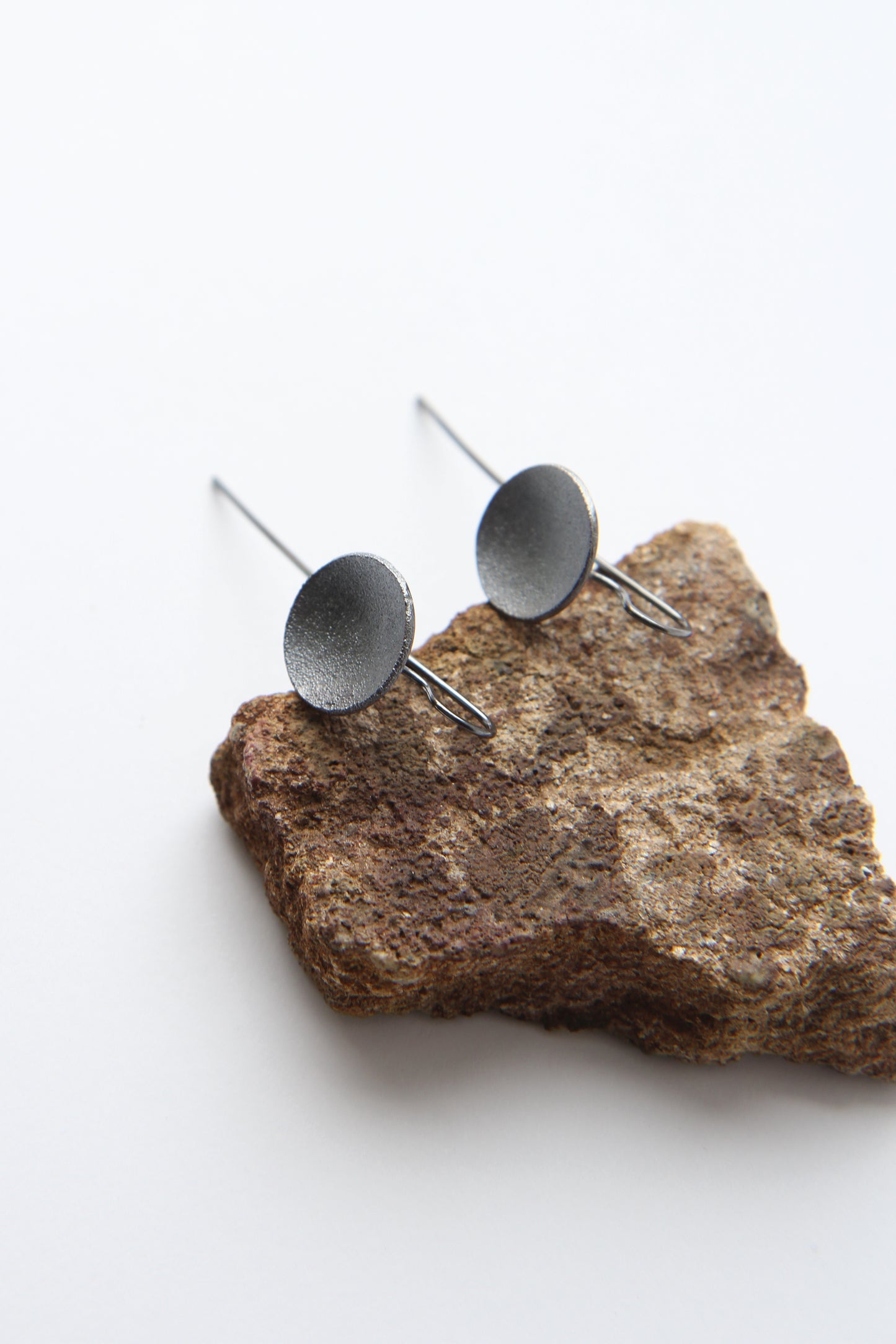 NEW! ✨ Full Moon Dark Silver Hook Earrings