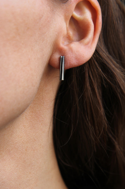 NEW! ✨ Fine Dark Silver Tube Earrings - short