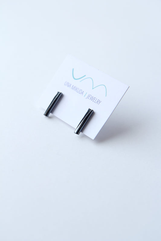 NEW! ✨ Fine Dark Silver Tube Earrings - short