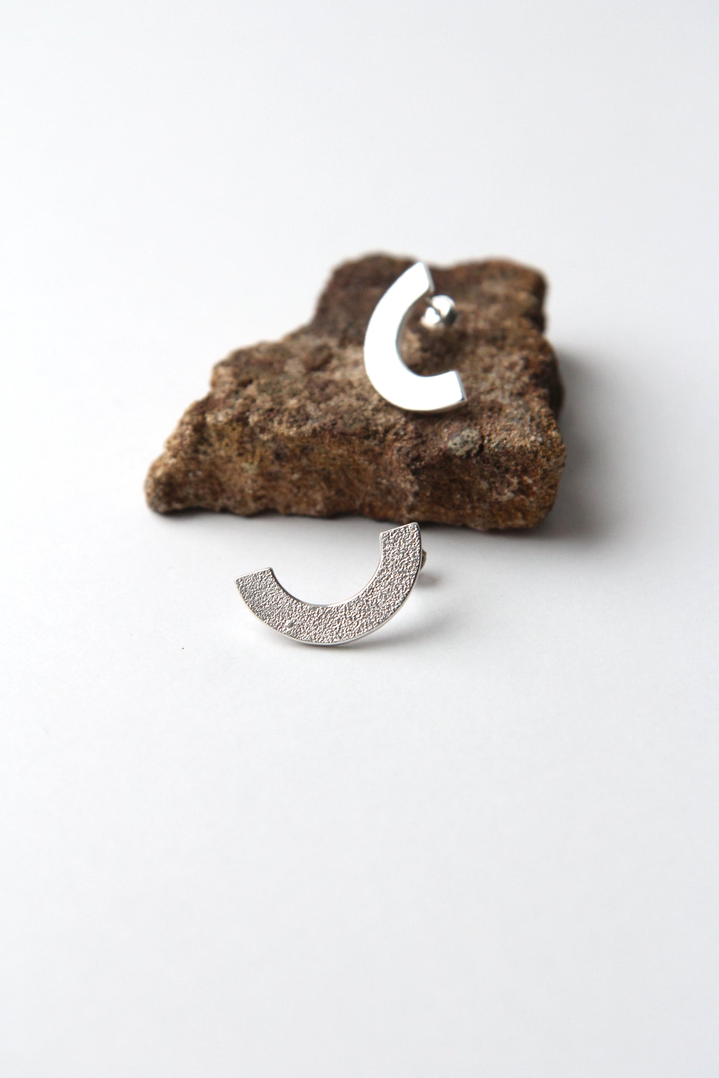 NEW! ✨ Melted Half-Circle Silver Earrings