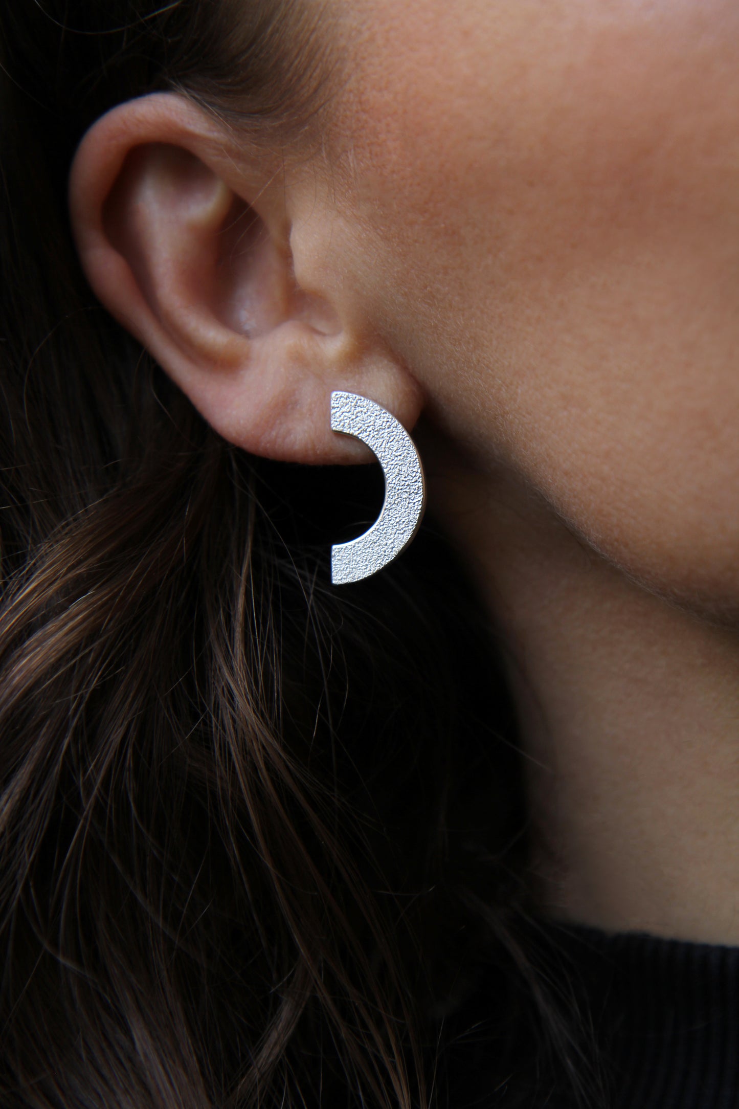 NEW! ✨ Melted Half-Circle Silver Earrings