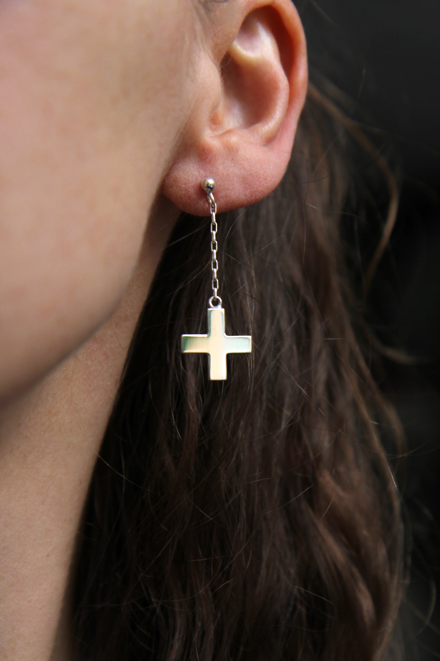 NEW! ✨ Circle & Cross Silver Chain Earrings