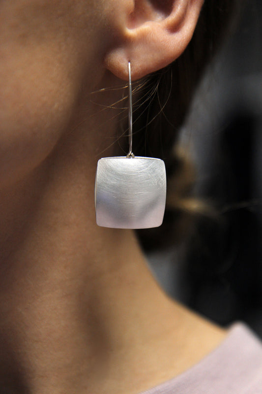 Silver Square Pillow Earrings