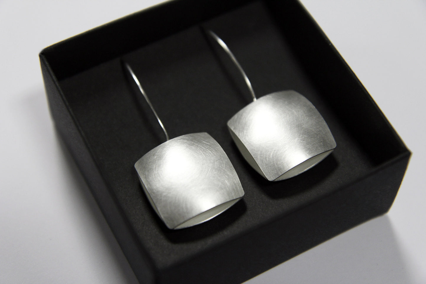 Silver Square Pillow Earrings
