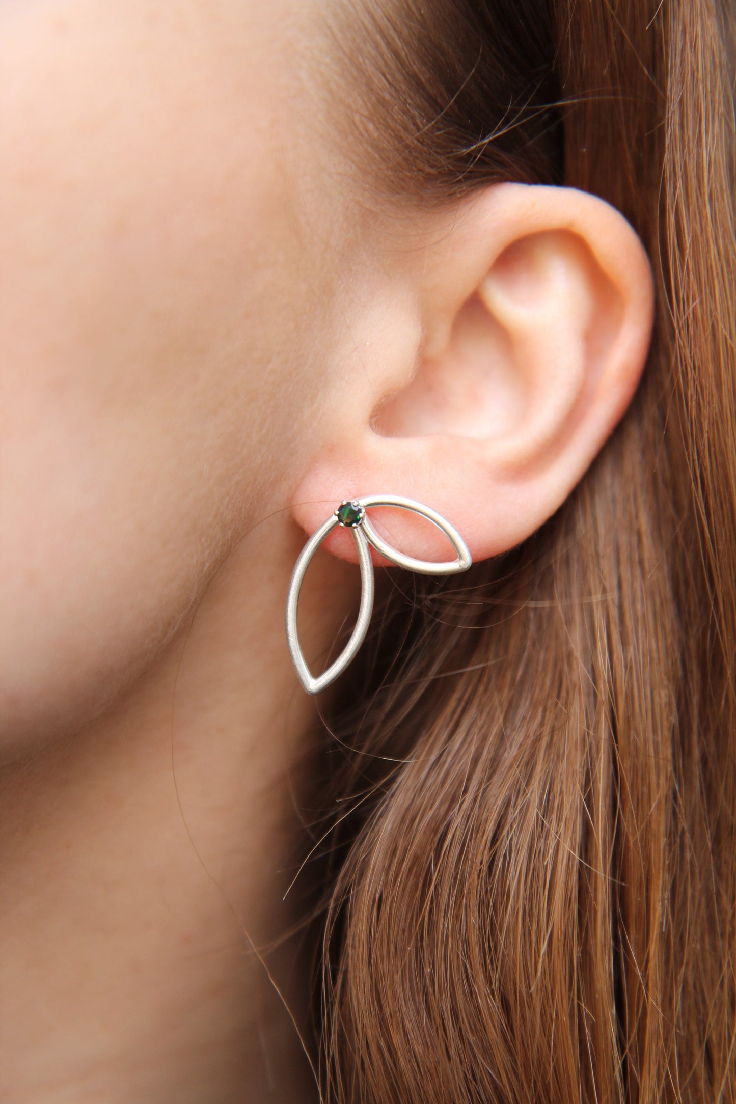 Botanical Silver Earrings With Zircon