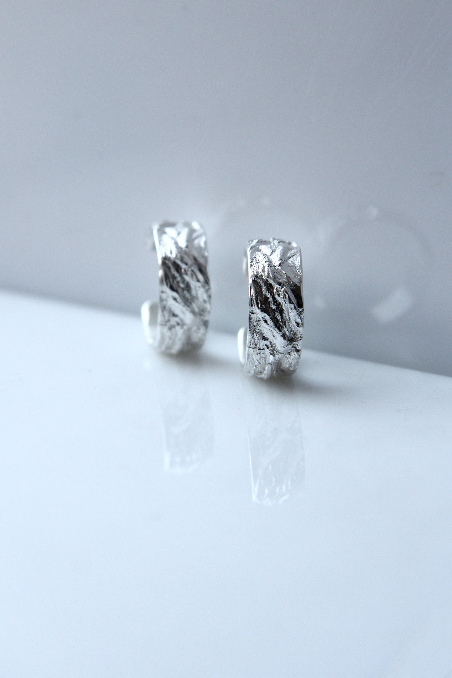 Bold Textured Silver Hoop Earrings