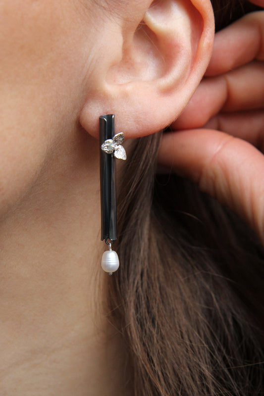 Silver Fairy Stud Earrings With Pearl